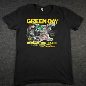 Green Day Revolution Radio Guitar Graphic T-Shirt Black Punk Rock Men's Medium